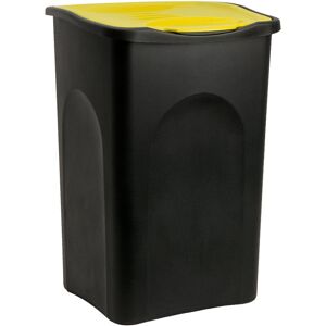 Stefanplast - Rubbish Bin 50L Plastic Dustbin Kitchen Garbage Swing Lid Can Black/Yellow Stefanplast - Rubbish Bin 50L Plastic Dustbin Kitchen Garbage Swing Lid Can Black/Yellow