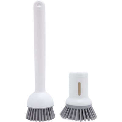 Groofoo - 2 Pcs Soap Dispensing Dish Brush Long Handle and Palm Brushes Rotating Head Dish Scrub Brush for Kitchen Groofoo - 2 Pcs Soap Dispensing Dish Brush Long Handle and Palm Brushes Rotating Head Dish Scrub Brush for Kitchen