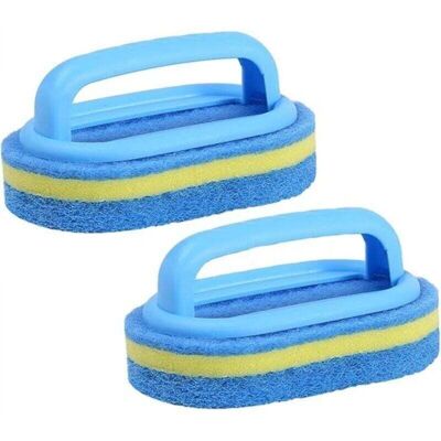 2-Piece Cleaning Brush Set, All-Purpose Sponge Cleaning Brush with Comfortable Ergonomic Handle for Bathroom, Kitchen, Bathtub (Blue) 2-Piece Cleaning Brush Set, All-Purpose Sponge Cleaning Brush with Comfortable Ergonomic Handle for Bathroom, Kitchen, Bathtub (Blue)