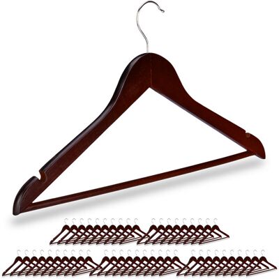 Relaxdays Wooden Clothes Hangers - 50 pcs, Brown, 360° Rotatable, Pants Bar Relaxdays Wooden Clothes Hangers - 50 pcs, Brown, 360° Rotatable, Pants Bar