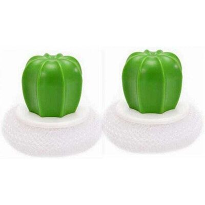 YMYNY 2pcs Creative Cactus Shape Kitchen Brushes, Sponge Dish Washing Brush with White Plastic Handle, Stainless Steel Brush mumu YMYNY 2pcs Creative Cactus Shape Kitchen Brushes, Sponge Dish Washing Brush with White Plastic Handle, Stainless Steel Brush mumu