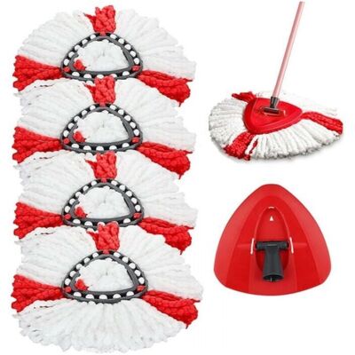 Ymyny - 4 x Replacement Microfiber Mop Heads + 1 Moving Head, Compatible with Vileda 2-in-1 Turbo Mop, O-Cedar Ymyny - 4 x Replacement Microfiber Mop Heads + 1 Moving Head, Compatible with Vileda 2-in-1 Turbo Mop, O-Cedar