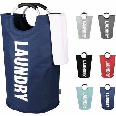 Hoopzi - 82L Large Collapsible Washing Laundry Basket Bag (6 Colors) for Bedroom, Fabric (Dark Blue, l) Hoopzi - 82L Large Collapsible Washing Laundry Basket Bag (6 Colors) for Bedroom, Fabric (Dark Blue, l)