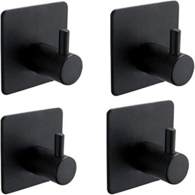 Bathroom Wall Mount, Kitchen Towel Hook, No-Drill Picture Hanger, Self-Adhesive Stainless Steel Hook, Black Bathroom Wall Mount, Kitchen Towel Hook, No-Drill Picture Hanger, Self-Adhesive Stainless Steel Hook, Black