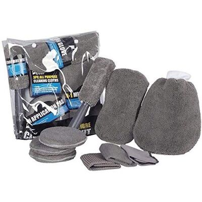 AOUGO Car Cleaning Kit 9 Pieces - Microfiber Cleaning Cloths Sponge Brush Wash Mitt Brush for rims and paint care AOUGO Car Cleaning Kit 9 Pieces - Microfiber Cleaning Cloths Sponge Brush Wash Mitt Brush for rims and paint care