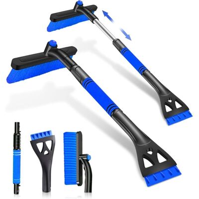 TEHTUY Car ice scraper with brush, 2-in-1 car ice scraper and cleaning brush, multifunctional snow brush with 360° rotating brush head and foam handle, 80cm TEHTUY Car ice scraper with brush, 2-in-1 car ice scraper and cleaning brush, multifunctional snow brush with 360° rotating brush head and foam handle, 80cm