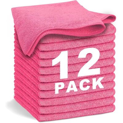 Ccykxa - Red Microfiber Cloth 12 Pieces Soft, Absorbent, Reusable and Lint-Free 30x30 cm for Household Microfiber Cleaning Cloth for Home and Car Ccykxa - Red Microfiber Cloth 12 Pieces Soft, Absorbent, Reusable and Lint-Free 30x30 cm for Household Microfiber Cleaning Cloth for Home and Car