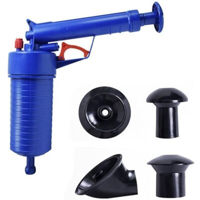 SNQ Compressed Air Toilet Drain Unblocker Pump for Kitchen Sink with 4 Different Suction Cups (Blue) SNQ Compressed Air Toilet Drain Unblocker Pump for Kitchen Sink with 4 Different Suction Cups (Blue)