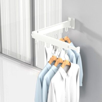 WOIYIC Extendable Clothes Airer Wall Mounted 360° Rotatable Clothes Airer for Balcony, Laundry, Bathroom, Bedroom (White, Two Ply) WOIYIC Extendable Clothes Airer Wall Mounted 360° Rotatable Clothes Airer for Balcony, Laundry, Bathroom, Bedroom (White, Two Ply)