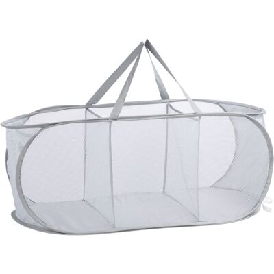 Groofoo - Foldable Laundry Basket Mesh Oxford Cloth 3 Section Pop Up Laundry Hamper Clothes Basket for Bathroom Dorm Travel Grey Groofoo - Foldable Laundry Basket Mesh Oxford Cloth 3 Section Pop Up Laundry Hamper Clothes Basket for Bathroom Dorm Travel Grey