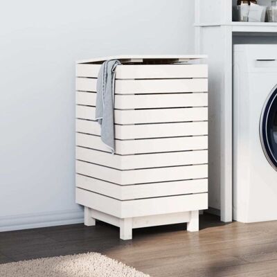 vidaXL White Laundry Basket 44x44x76 cm Solid Pine Wood vidaXL White Laundry Basket 44x44x76 cm Solid Pine Wood