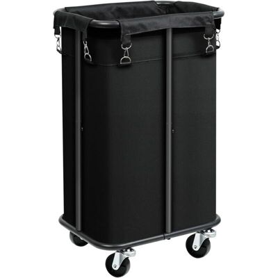 SNQ Laundry Basket, Dirty Clothes Hamper on Wheels, Laundry Bag with Oxford Cloth Handles, with Zippers, Removable, 100 L, Black SNQ Laundry Basket, Dirty Clothes Hamper on Wheels, Laundry Bag with Oxford Cloth Handles, with Zippers, Removable, 100 L, Black