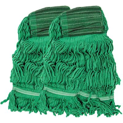 WOIYIC Looped End Mop Head - Heavy Duty Commercial Grade Cotton Replacement Refill - Removable & Washable Head - Blue & Green (Green, 2) WOIYIC Looped End Mop Head - Heavy Duty Commercial Grade Cotton Replacement Refill - Removable & Washable Head - Blue & Green (Green, 2)