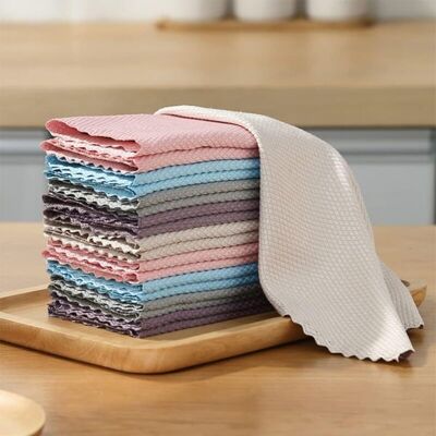 ERSANDY Microfiber Cloths, Cleaning Cloths, 10 Fish Scale Cleaning Cloths, 25 x 25 cm, Eco-Friendly Reusable Towel for Cleaning Car Windows, Glass, Kitchen ERSANDY Microfiber Cloths, Cleaning Cloths, 10 Fish Scale Cleaning Cloths, 25 x 25 cm, Eco-Friendly Reusable Towel for Cleaning Car Windows, Glass, Kitchen