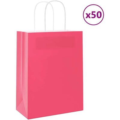 vidaXL Pink Paper Carrier Bags - 50 pcs - 21x11x28 cm - Shopping & Gift vidaXL Pink Paper Carrier Bags - 50 pcs - 21x11x28 cm - Shopping & Gift