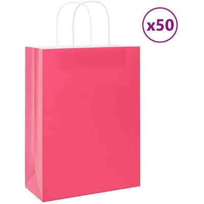 vidaXL Pink Paper Carrier Bags 50 pcs - 26x12x35 cm vidaXL Pink Paper Carrier Bags 50 pcs - 26x12x35 cm