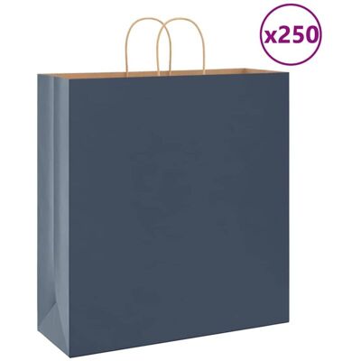 vidaXL Blue Kraft Paper Bags 250 pcs Handles 45x17x48 cm - Paper Bags vidaXL Blue Kraft Paper Bags 250 pcs Handles 45x17x48 cm - Paper Bags