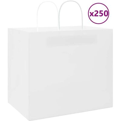 Paper Bags 250 pcs with Handles White 32x22x28 cm Vidaxl Paper Bags 250 pcs with Handles White 32x22x28 cm Vidaxl