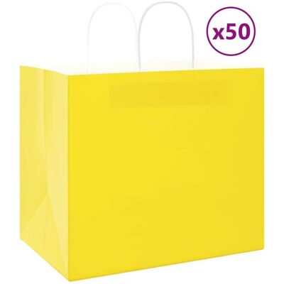 vidaXL Paper Carrier Bags 50 pcs. Yellow 32x22x28 cm - Paper Carrier Bags vidaXL Paper Carrier Bags 50 pcs. Yellow 32x22x28 cm - Paper Carrier Bags