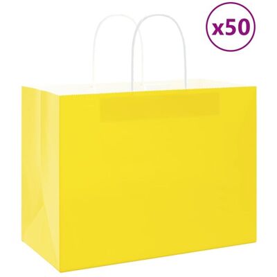 vidaXL Paper Bags 50 pcs Handles Brown - Paper Bags vidaXL Paper Bags 50 pcs Handles Brown - Paper Bags