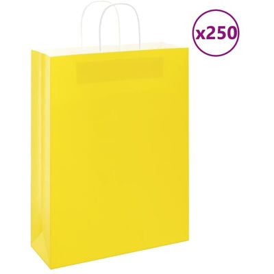 vidaXL Yellow Kraft Paper Bags 250 pcs - Paper Bags vidaXL Yellow Kraft Paper Bags 250 pcs - Paper Bags