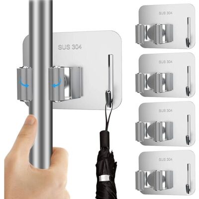 Odipie - Pcs Broom Holder Wall Mounted Tool Holder Self-Adhesive Broom Mop Holder Wall Mount for Kitchen Garden Balcony Gray Odipie - Pcs Broom Holder Wall Mounted Tool Holder Self-Adhesive Broom Mop Holder Wall Mount for Kitchen Garden Balcony Gray