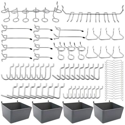 WOIYIC Pegboard Hooks Tool Holders with Bins, Peg Locks, for Organizing Various Tools, 80 Pieces WOIYIC Pegboard Hooks Tool Holders with Bins, Peg Locks, for Organizing Various Tools, 80 Pieces
