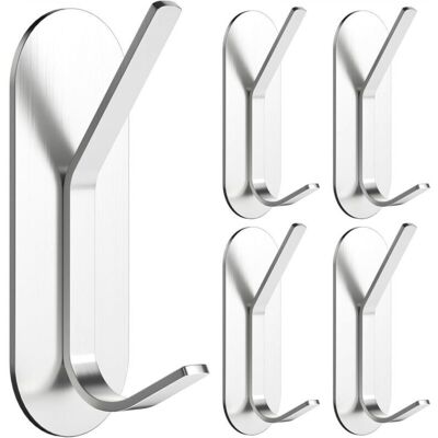 OEM Set Of 5 Adhesive Wall Hooks, Kitchen Towel Hooks, Wall-mounted Coat Rack Without Drilling For Bathroom (silver) OEM Set Of 5 Adhesive Wall Hooks, Kitchen Towel Hooks, Wall-mounted Coat Rack Without Drilling For Bathroom (silver)