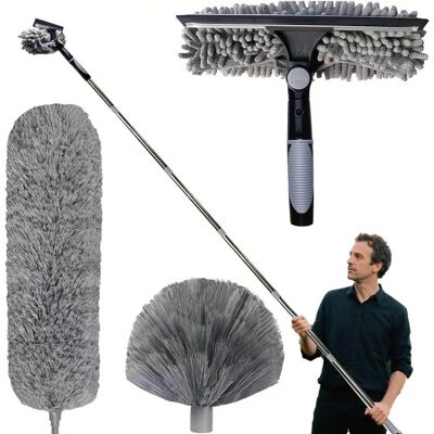 GROOFOO Telescopic Duster 4 M, Telescopic Wolf Head With Adjustable Extension 1.5-4 M, Wolf Head Spider Broom, Window Squeegee, Chenille Duster Head For Ceilings, Blinds GROOFOO Telescopic Duster 4 M, Telescopic Wolf Head With Adjustable Extension 1.5-4 M, Wolf Head Spider Broom, Window Squeegee, Chenille Duster Head For Ceilings, Blinds