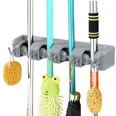 OUTHWAITE Multifunctional Wall-mounted Broom Holder With 4 Slots And 5 Hooks For Kitchen, Garage, Or Laundry Room Storage. OUTHWAITE Multifunctional Wall-mounted Broom Holder With 4 Slots And 5 Hooks For Kitchen, Garage, Or Laundry Room Storage.