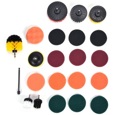 STUNACY 22pcs Drill Brush Attachment Scrub Pads Sponge Scrubber Brush Cleaning For Wall Floor Dust Removal STUNACY 22pcs Drill Brush Attachment Scrub Pads Sponge Scrubber Brush Cleaning For Wall Floor Dust Removal
