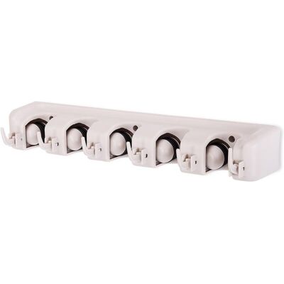OEM Wall-mounted Broom Holder - With 5 Slots And 6 Hooks For Storing Brooms OEM Wall-mounted Broom Holder - With 5 Slots And 6 Hooks For Storing Brooms