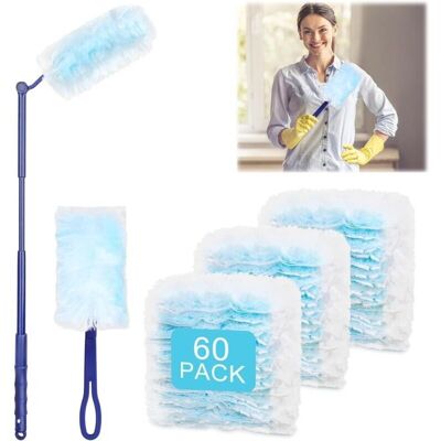 WQZW 60-piece Duster Refill Set, Duster Refill Packs With 2 Handles, Dusting Brush For Removing Hair, Dust And Dirt WQZW 60-piece Duster Refill Set, Duster Refill Packs With 2 Handles, Dusting Brush For Removing Hair, Dust And Dirt