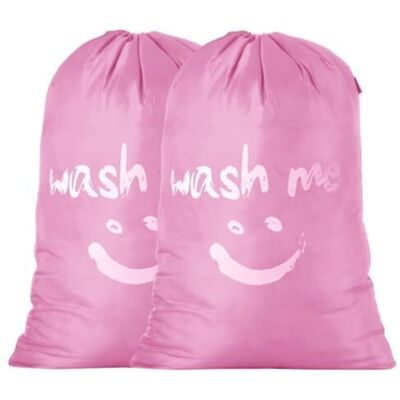 WQZW Set Of 2 Large Laundry Bags 80-120l, Foldable Storage Bags, Dirty Laundry Bags, Garment Bags, Fabric Bags With Smiley Face For Travel, Student Dorm, Bedroom, Portable Storage Container (pink) WQZW Set Of 2 Large Laundry Bags 80-120l, Foldable Storage Bags, Dirty Laundry Bags, Garment Bags, Fabric Bags With Smiley Face For Travel, Student Dorm, Bedroom, Portable Storage Container (pink)