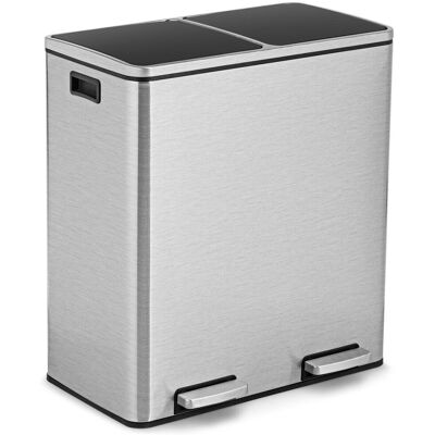 Costway 2x30l Recycle Pedal Bin Dual Trash Can W/carry Handles Soft Closure Stainless Costway 2x30l Recycle Pedal Bin Dual Trash Can W/carry Handles Soft Closure Stainless