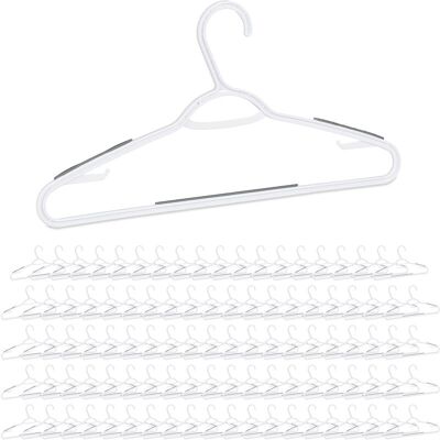 Relaxdays Coat Hanger, Set of 100, Rubber Coated Plastic Holders, Closet Organisation, Dresses & Skirts, Non-Slip, White Relaxdays Coat Hanger, Set of 100, Rubber Coated Plastic Holders, Closet Organisation, Dresses & Skirts, Non-Slip, White