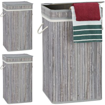 Relaxdays Bamboo Laundry Baskets Set with Lid - Laundry Storage Relaxdays Bamboo Laundry Baskets Set with Lid - Laundry Storage