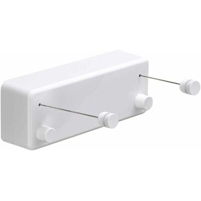Ymyny - Retractable Clothes Airer, abs + Aluminum, Clothes Airer with Two Adjustable Stainless Steel Cables, Wall Mounted, White Ymyny - Retractable Clothes Airer, abs + Aluminum, Clothes Airer with Two Adjustable Stainless Steel Cables, Wall Mounted, White