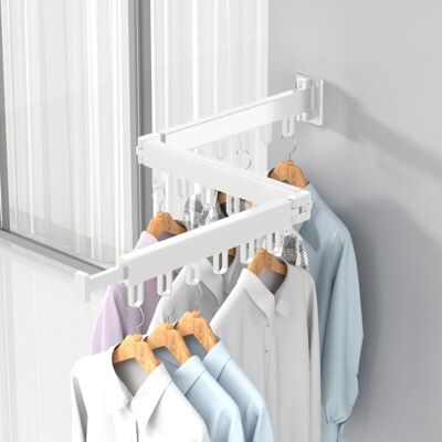 WOIYIC Rotary Extendable Clothes Airer for Balcony, Laundry, Bathroom, Bedroom (White, Three Ply) WOIYIC Rotary Extendable Clothes Airer for Balcony, Laundry, Bathroom, Bedroom (White, Three Ply)