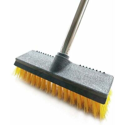TEHTUY Scrub brush with a long 119.4 cm stainless steel handle, stiff yellow bristles, suitable for indoor or outdoor use in bathrooms, kitchens, patios, TEHTUY Scrub brush with a long 119.4 cm stainless steel handle, stiff yellow bristles, suitable for indoor or outdoor use in bathrooms, kitchens, patios,