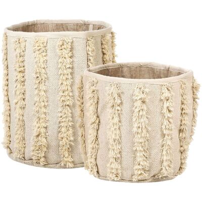 Beliani Set of 2 Storage Baskets Beige Cotton - Storage Baskets Beliani Set of 2 Storage Baskets Beige Cotton - Storage Baskets