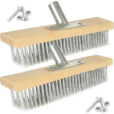 TORMATOR Set of 2 metal broom heads, 30 cm, rigid steel scrubbing brush head, robust sweeping brush for patios, paving, decks, walkways, algae, weeds, moss TORMATOR Set of 2 metal broom heads, 30 cm, rigid steel scrubbing brush head, robust sweeping brush for patios, paving, decks, walkways, algae, weeds, moss