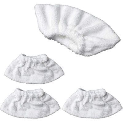 TORMATOR Set of 4 microfiber steam cleaner cloths for the manual nozzle, sponge cloth set, cotton terry cover, compatible with most steam cleaners (White) TORMATOR Set of 4 microfiber steam cleaner cloths for the manual nozzle, sponge cloth set, cotton terry cover, compatible with most steam cleaners (White)