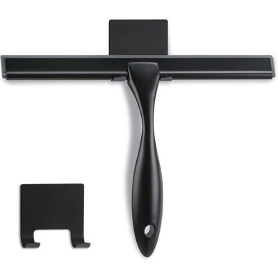 TEHTUY Shower squeegee - 10 inches - Matte black - Multifunctional stainless steel squeegee for bathrooms, shower doors, mirrors, tiles and car windows TEHTUY Shower squeegee - 10 inches - Matte black - Multifunctional stainless steel squeegee for bathrooms, shower doors, mirrors, tiles and car windows