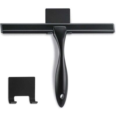 SNQ Shower squeegee - 25.4 cm - Matte black - Multifunctional stainless steel squeegee for bathroom, shower doors, mirrors, tiles and car windows - 100% SNQ Shower squeegee - 25.4 cm - Matte black - Multifunctional stainless steel squeegee for bathroom, shower doors, mirrors, tiles and car windows - 100%