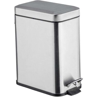 TEHTUY Small Bathroom Trash Can, 5L Pedal Bin, Square, Stainless Steel, 14x29.5x28 cm, Matte Finish TEHTUY Small Bathroom Trash Can, 5L Pedal Bin, Square, Stainless Steel, 14x29.5x28 cm, Matte Finish
