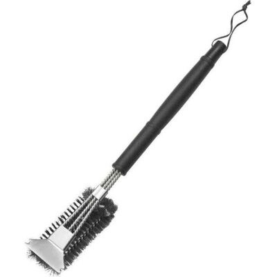 SNQ Triangular metal cleaning brush for 18-inch grills, sturdy trident-shaped stainless steel bristles, for easier and more effective cleaning, stainless SNQ Triangular metal cleaning brush for 18-inch grills, sturdy trident-shaped stainless steel bristles, for easier and more effective cleaning, stainless