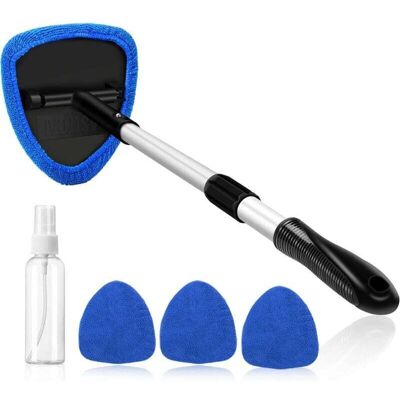 Mumu - Window cleaner, 4 microfiber pads, window cleaning with telescopic handle, automatic interior wiper set, blue Mumu - Window cleaner, 4 microfiber pads, window cleaning with telescopic handle, automatic interior wiper set, blue