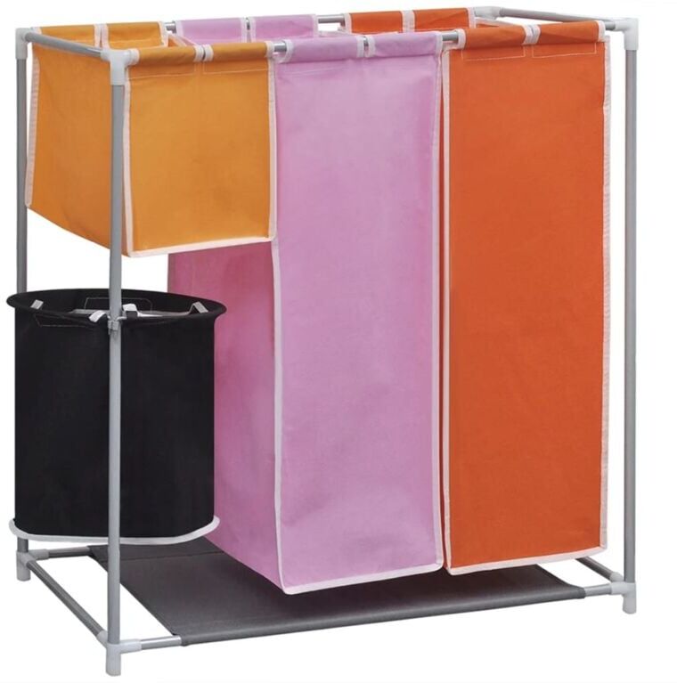 3-Section Laundry Sorter Hamper with a Washing Bin Vidaxl