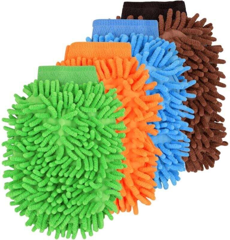 Ymyny - 4 Pack Car Wash Mitt, Microfiber Wash Mitt, Chenille Cleaning Mitt, Absorbent Cleaning Mitt, Ultra Soft Wash Mitt for Car Household Cleaning